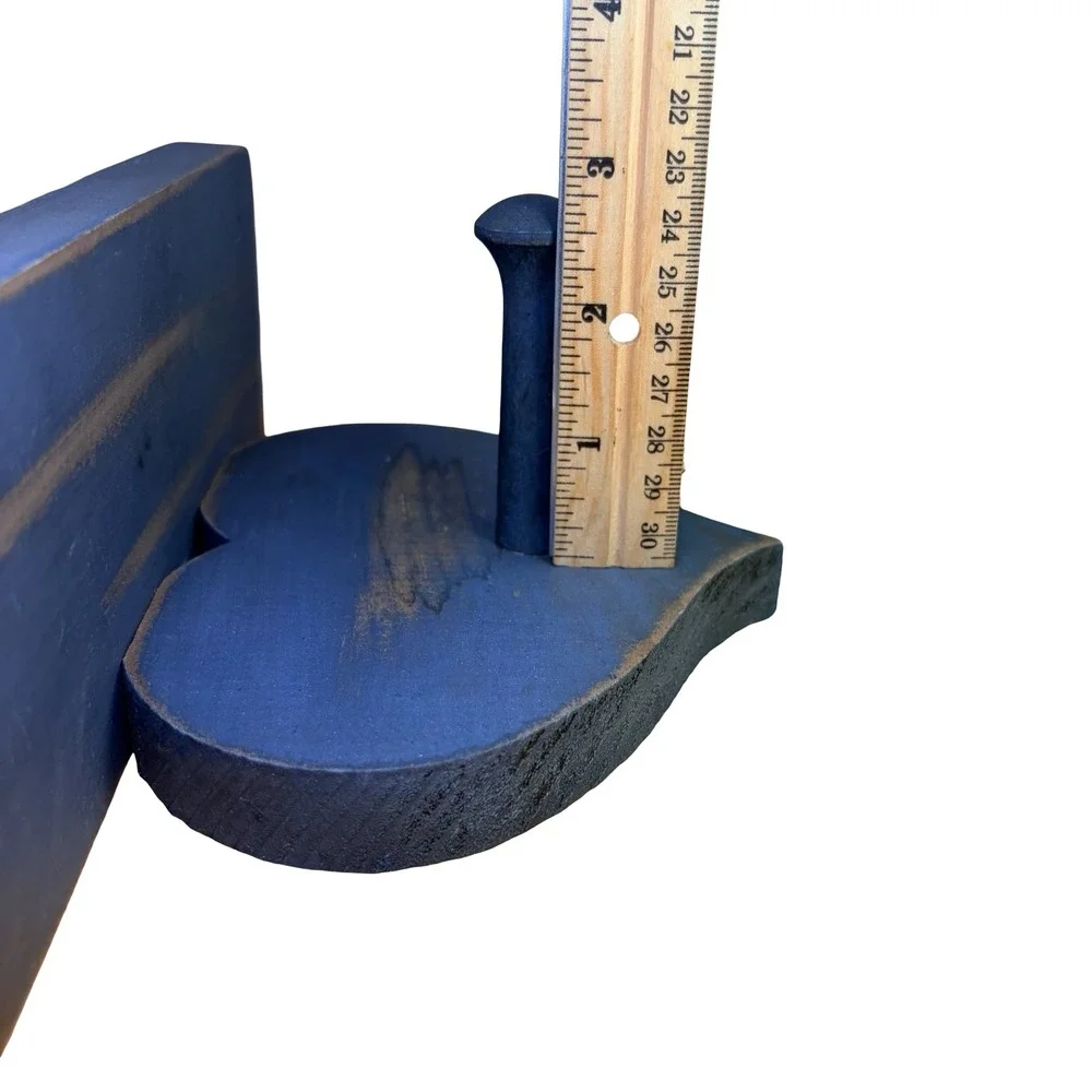 Vintage Heart Wood Wall Shelf Peg Hook Blue Distressed Primitive Country Small